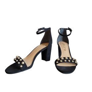Unisa Velvet Pearl Block Heels
